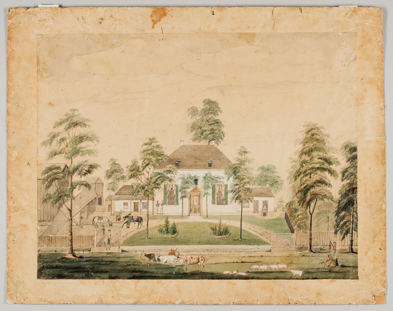 بارك هاوس ، ألبيون ، إلينوي ، 1816 (مرحاض على ورق) بواسطة جورج فلاور