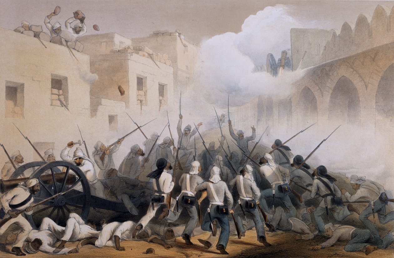 اقتحام دلهي 1857 ، من الحملة في الهند 1857-58 من الرسومات التي تم إجراؤها خلال الفترة الحافلة بالتمرد العظيم ، والتي توضح العمليات العسكرية قبل دلهي وجوارها ، هـ بواسطة جورج فرانكلين أتكينسون
