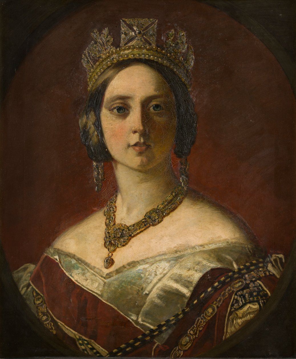 صورة للملكة فيكتوريا ، عندما كانت شابة (1819-1901) ، حوالي 1843-1901 (زيت على قماش) بواسطة جورج فريدريك كلارك
