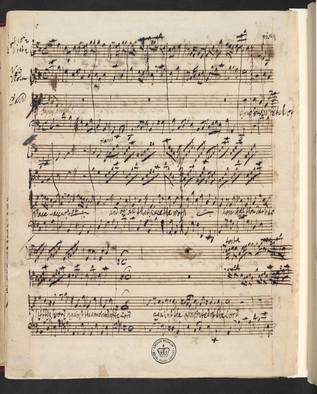 R.M.20.G.3 ، f.99v من G.F. هاندل: شاول (خطابة تشارلز جينينز) بواسطة جورج فريدريك هاندل
