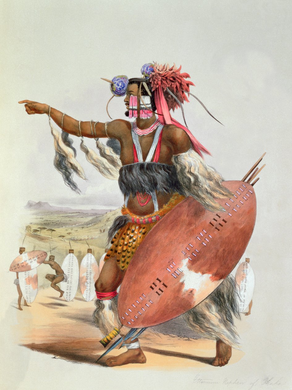 محارب الزولو ، أوتيموني ، ابن شقيق تشاكا الراحل ملك الزولو ، 1849 بواسطة جورج فرينش انجاس