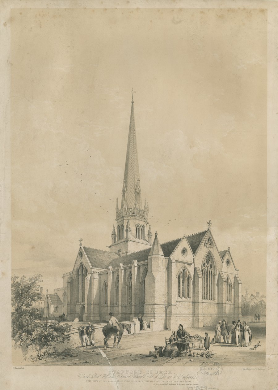 ستافورد - كنيسة القديسة مريم: lithograph، nd [c 1841] بواسطة جورج جيلبرت سكوت
