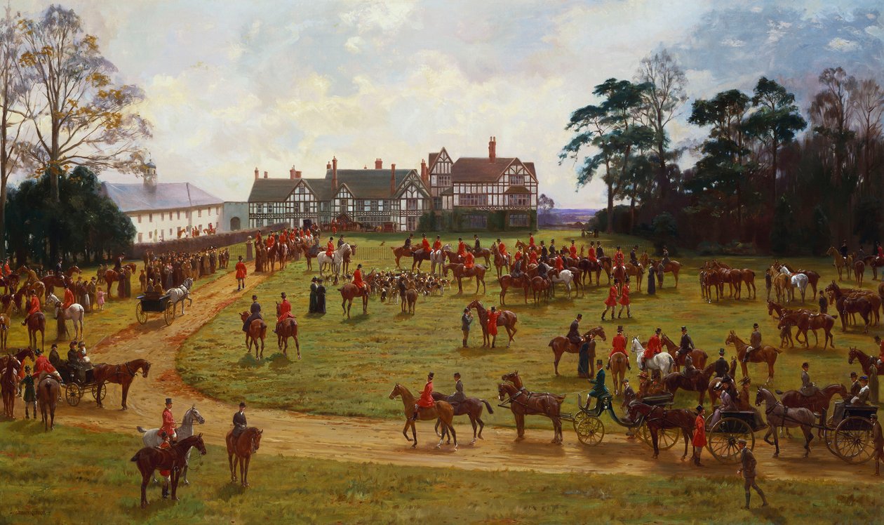 The Cheshire Hunt - الاجتماع في قاعة كالفلي بواسطة جورج جودوين كيلبورن