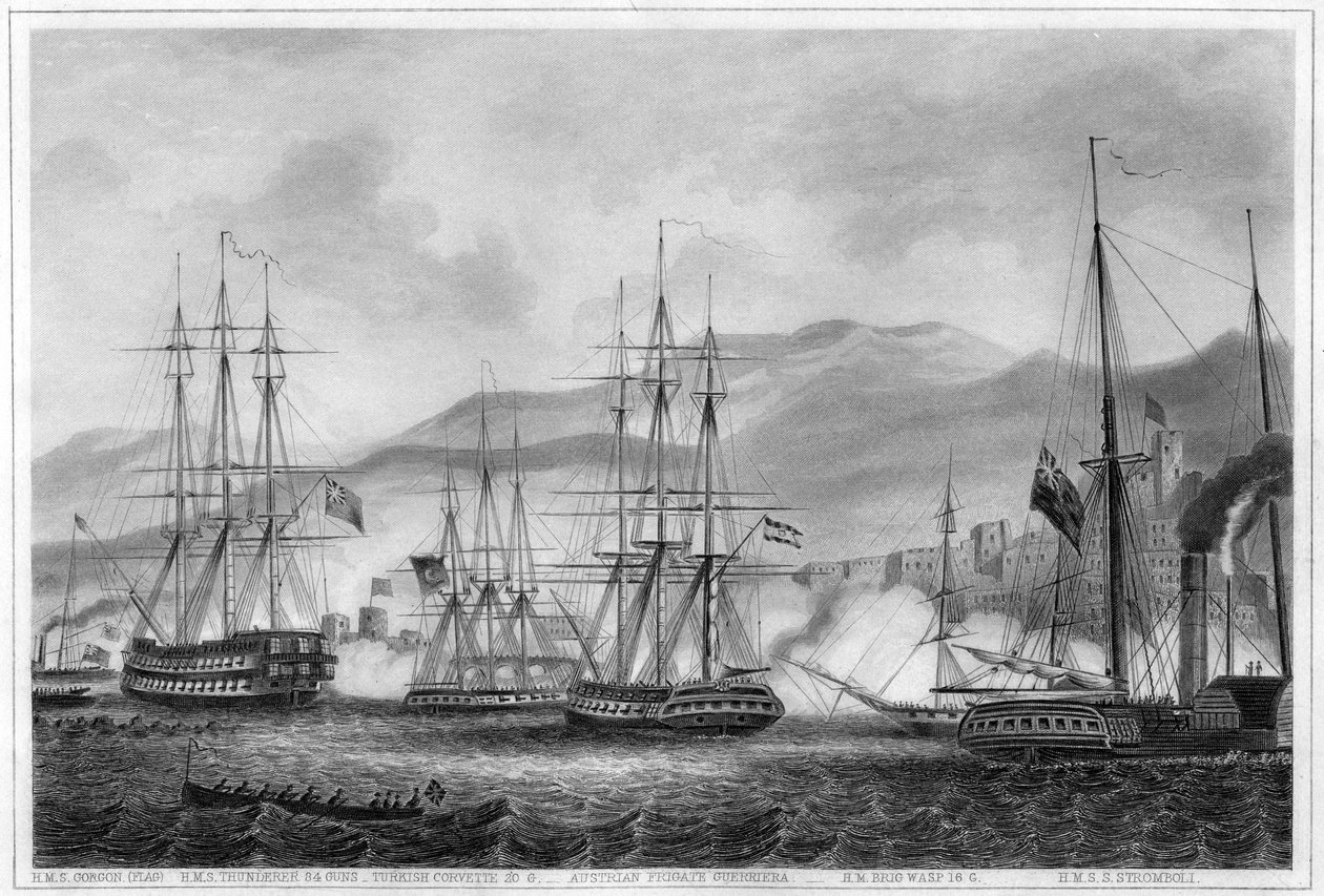 الهجوم على صيدا بواسطة العميد البحري تشارلز نابير ، ٢٦ سبتمبر ١٨٤٠ c1857 بواسطة جورج جريتباتش