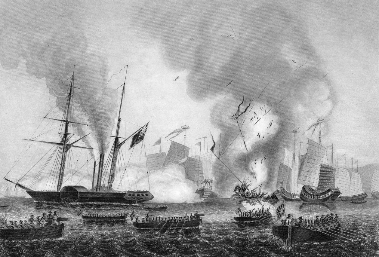 تدمير خردة الحرب الصينية في خليج أنسون ، 7 يناير 1841 م 1857. بواسطة جورج جريتباتش