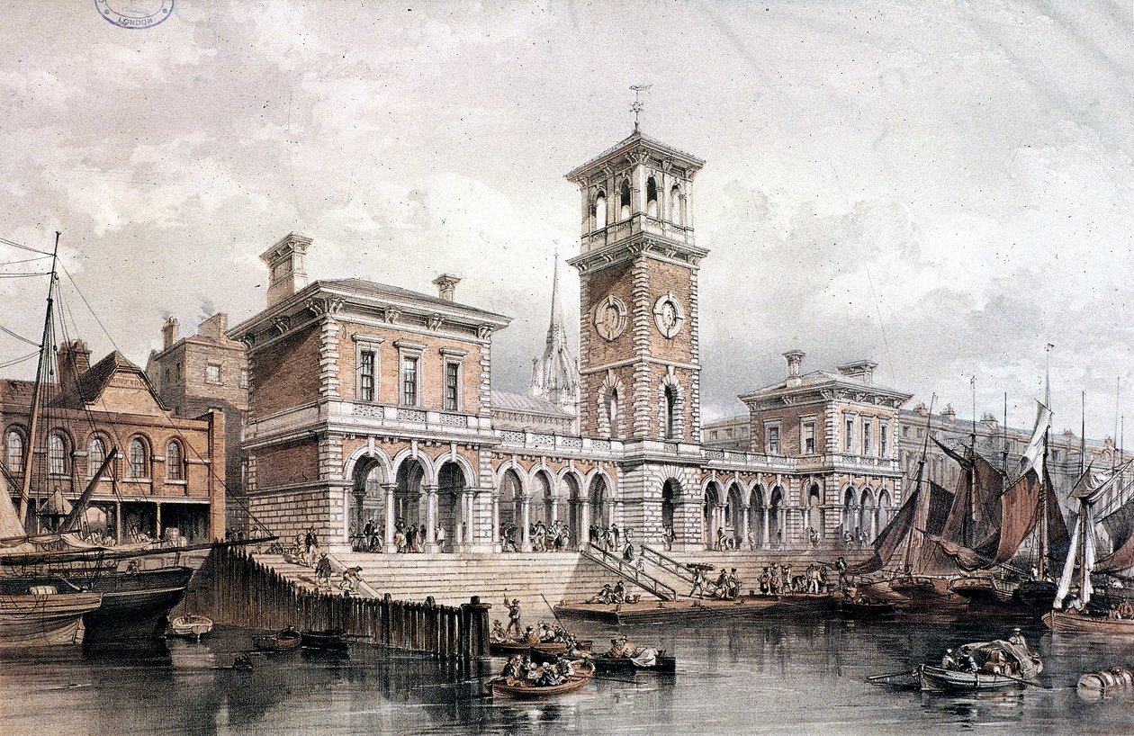 Billingsgate Wharf and Market ، لندن ، 1851 بواسطة جورج هوكينز