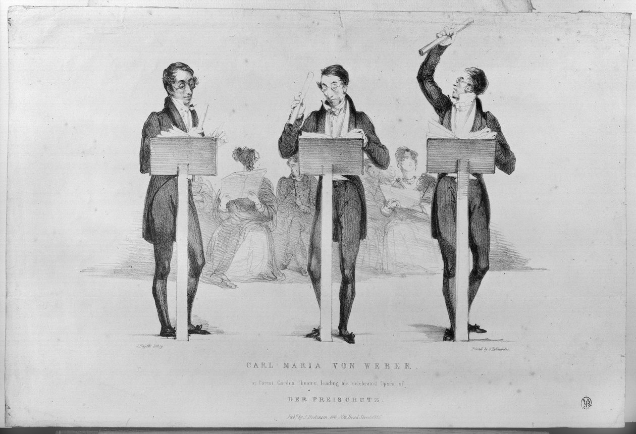 كارل ماريا فون ويبر (1786-1826) في مسرح كوفنت غاردن يقود أوبرا أوبرا الشهيرة "دير فريشوتس" ، 1826 بواسطة جورج هايتر