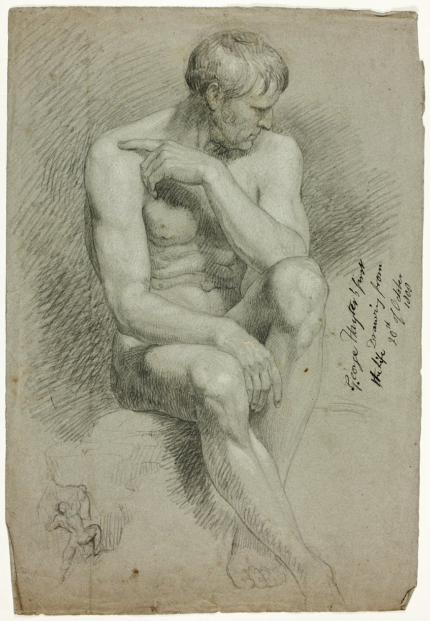رجل جالس عاريًا مع رسم لرامي آرتشر عاري بواسطة جورج هايتر
