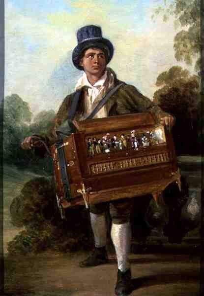 The Hurdy Gurdy Player (زيت على لوح) بواسطة جورج هايتر