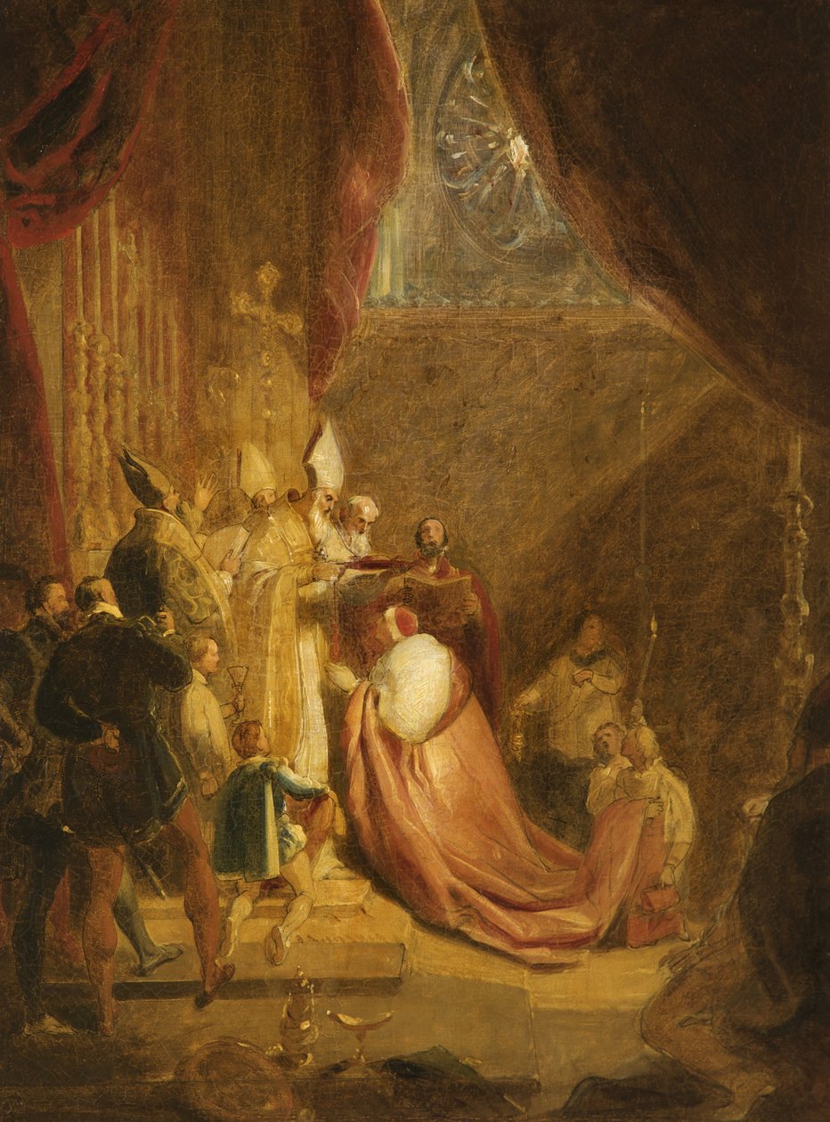 Wolsey تلقي قبعة الكرادلة في دير وستمنستر بواسطة جورج هنري هارلو