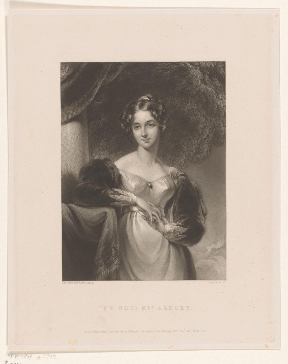 Portret van Maria Anne Ashley The Hon. السيدة أشلي (العنوان على الكائن) بواسطة جورج هنري فيليبس
