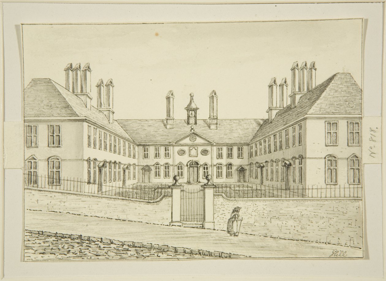 Colston's Almshouses ، St Michael's Hill (قلم رصاص وألوان مائية على ورق) بواسطة جورج هيل