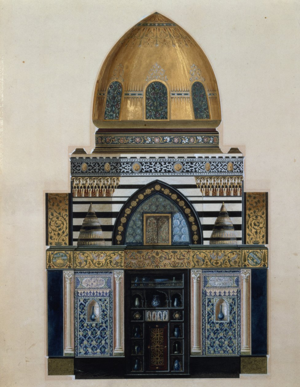 تصميم للقاعة العربية في ليتون هاوس ، لندن ، 1880 (مرحاض ، غواش) بواسطة جورج الثاني أيتشيسون