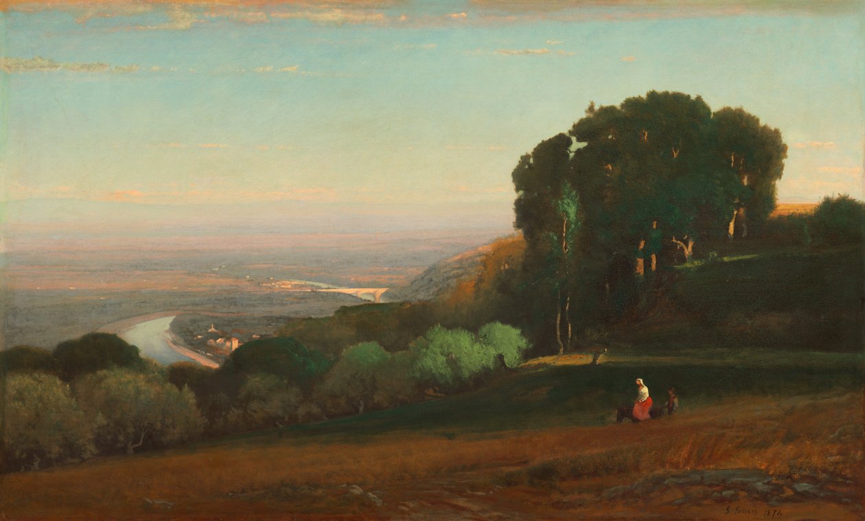 منظر لنهر التيبر بالقرب من بيروجيا ، 1872-1874. بواسطة جورج إينيس