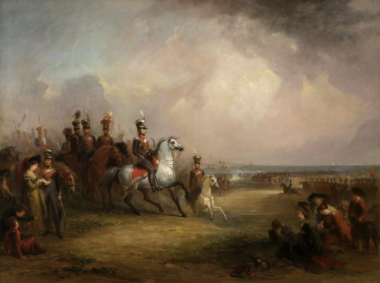 العقيد السير جون ليستر ، وبي تي ، والملوك تشيشاير Yeomanry Cavalry تمرين على الرمال في ليفربول بواسطة جورج جونز