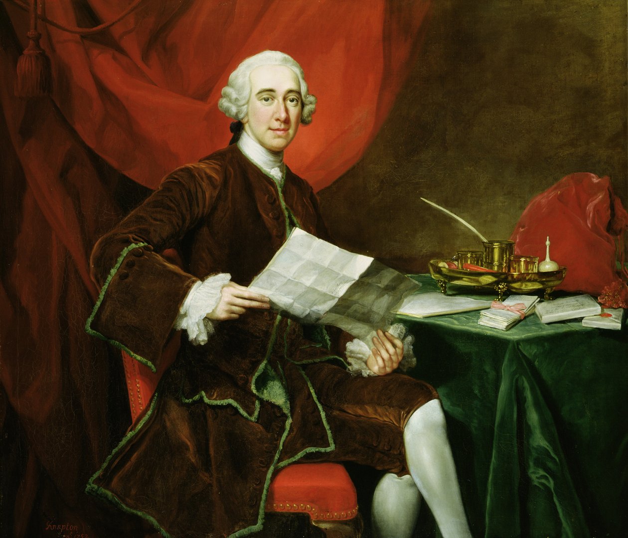 روبرت دارسي (1718-1778) إيرل هولدرنس الرابع (زيت على قماش) (تنظيف مسبق) بواسطة جورج نابتون