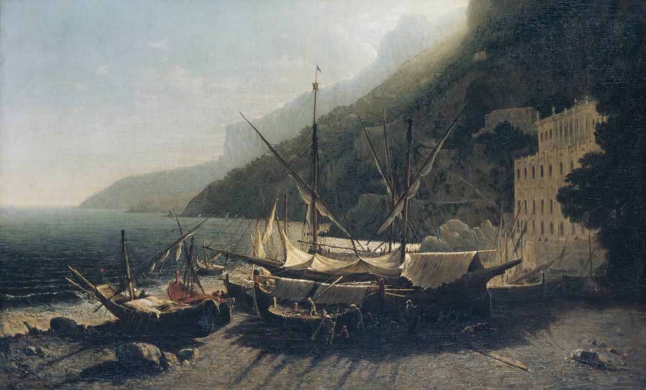 منظر في أمالفي ، خليج ساليرنو ، 1857. بواسطة جورج لورينج براون