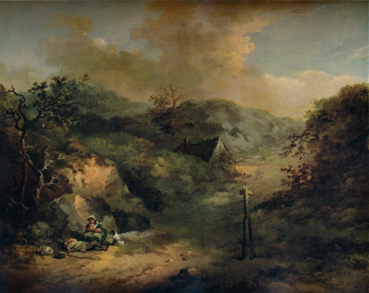 على جانب التل مع الترامبولين ، c1793 بواسطة جورج مورلاند