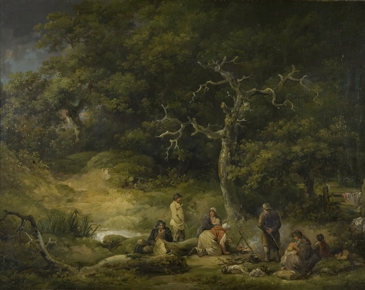 الغجر في منظر عام 1790 (زيت على قماش) بواسطة جورج مورلاند