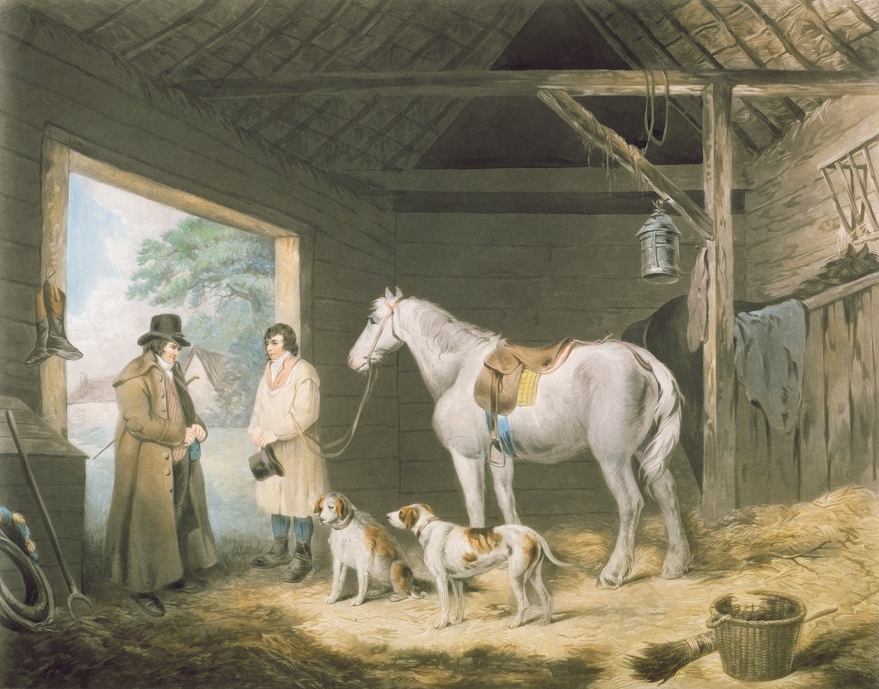 دفع المضيف ، منقوش بواسطة صموئيل وليام رينولدز (1773-1835) ، حانة. بواسطة H. Macklin ، 1805 (نقش mezzotint) بواسطة جورج مورلاند