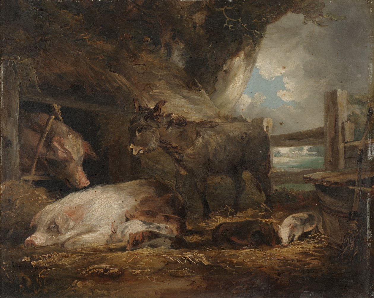زيارة إلى Pig Sty (زيت على ظهر السفينة) بواسطة جورج مورلاند