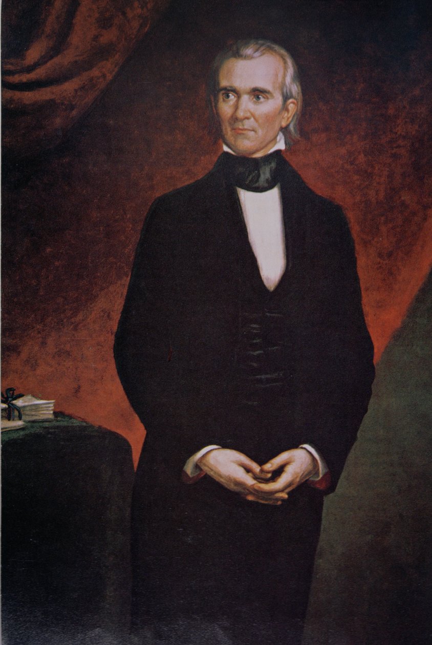 James Knox Polk (1795-1849) (colour litho) بواسطة جورج بيتر الكسندر (بعد) هيلي