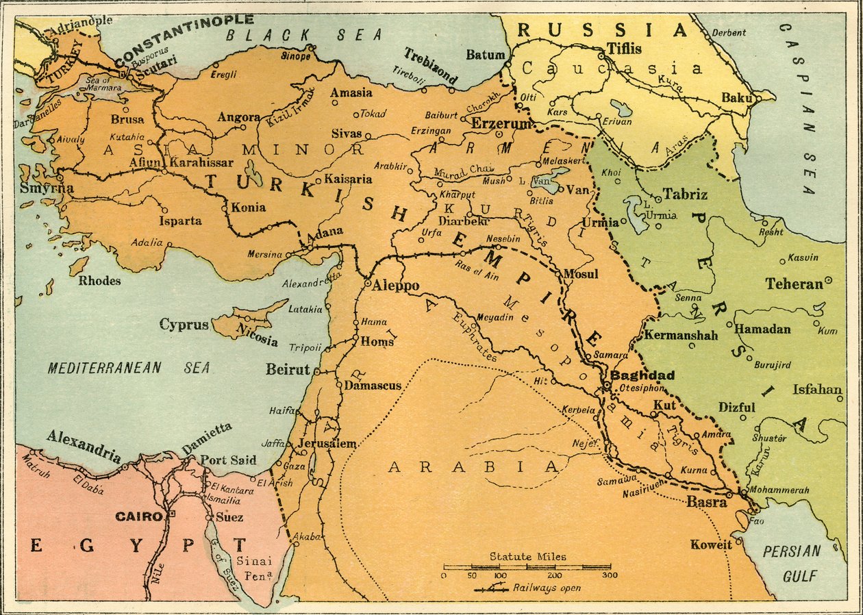 خريطة لتوضيح حملة بلاد الرافدين ، 1919. بواسطة شركة جورج فيليب اند سون المحدودة