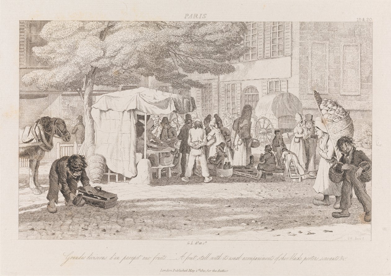 كشك الفاكهة ، باريس ، حوالي 1821 (حفر) بواسطة جورج روبرت لويس