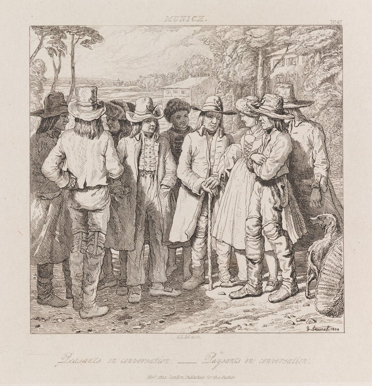 حديث الفلاحين ، ميونيخ ، حوالي عام 1821 (حفر) بواسطة جورج روبرت لويس