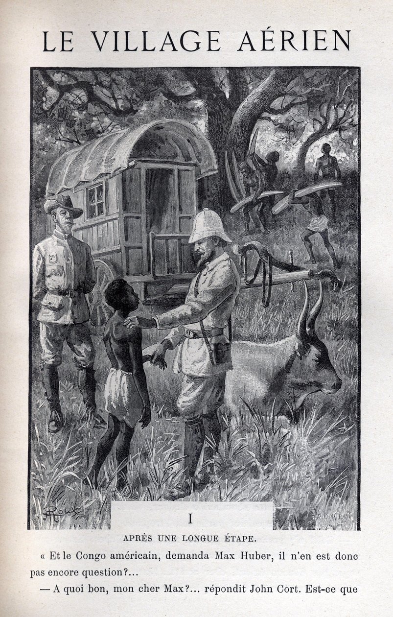 رسم توضيحي في "le village aerien" بقلم Jules Verne بواسطة جورج رو