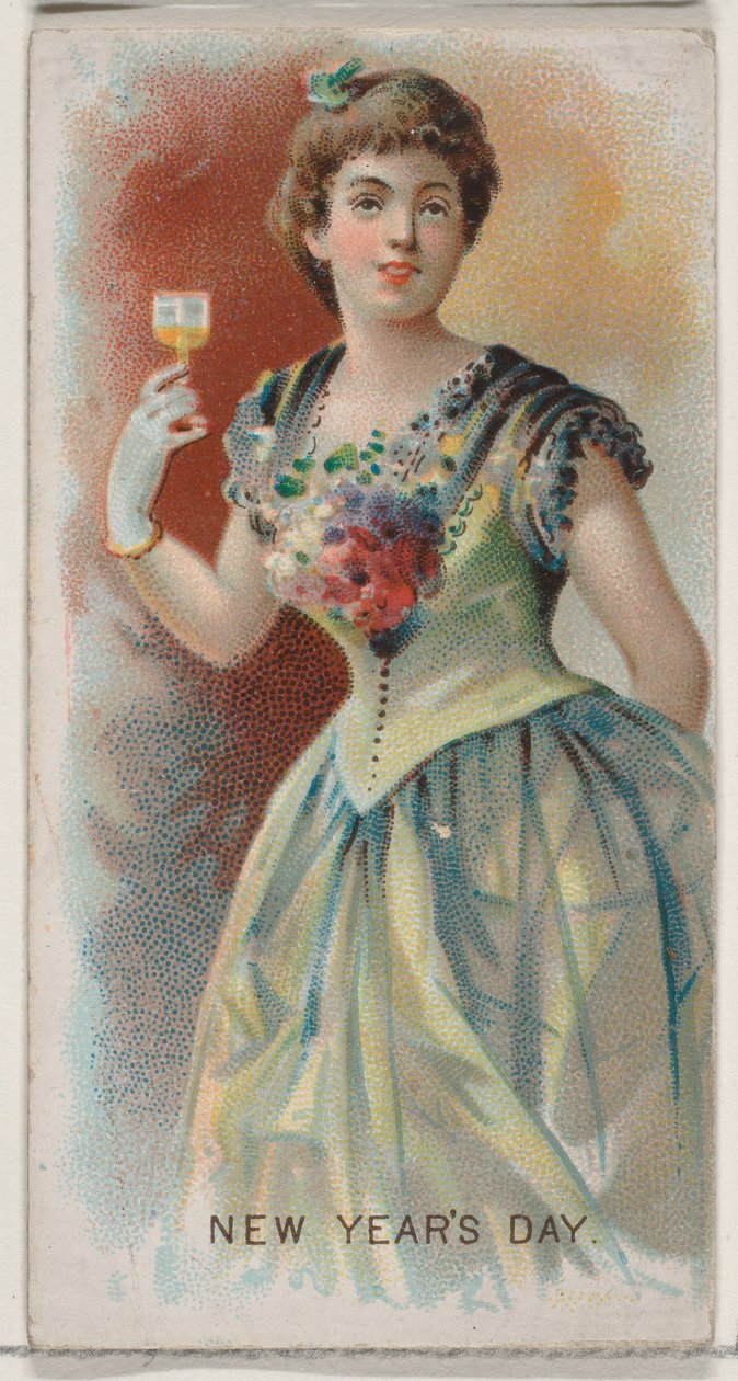 يوم رأس السنة الجديدة ، الولايات المتحدة ، من سلسلة Holidays N80 لسجائر ماركة Duke ، 1890. ، 1890 بواسطة جورج س.هاريس وأولاده