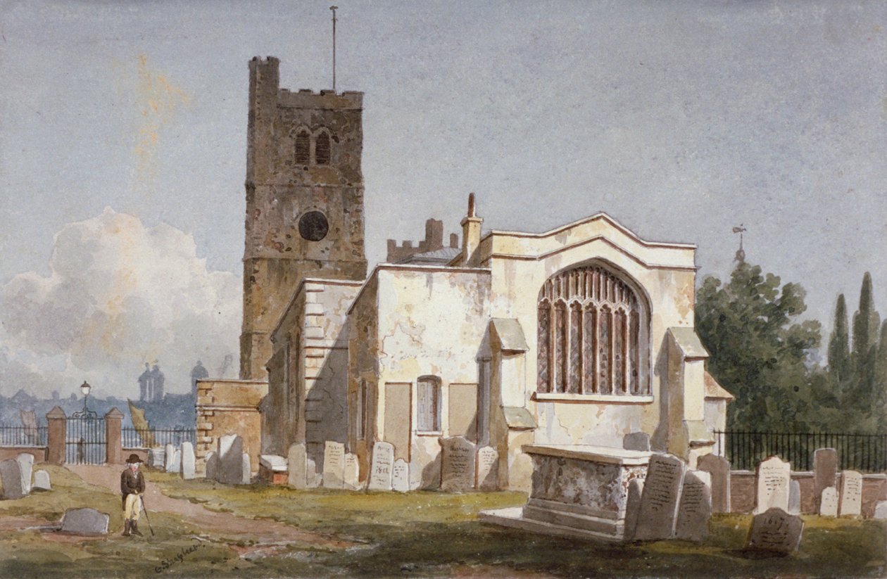 كنيسة القديسة ماري في لامبيث ، لندن ، c1810 بواسطة جورج شيبرد
