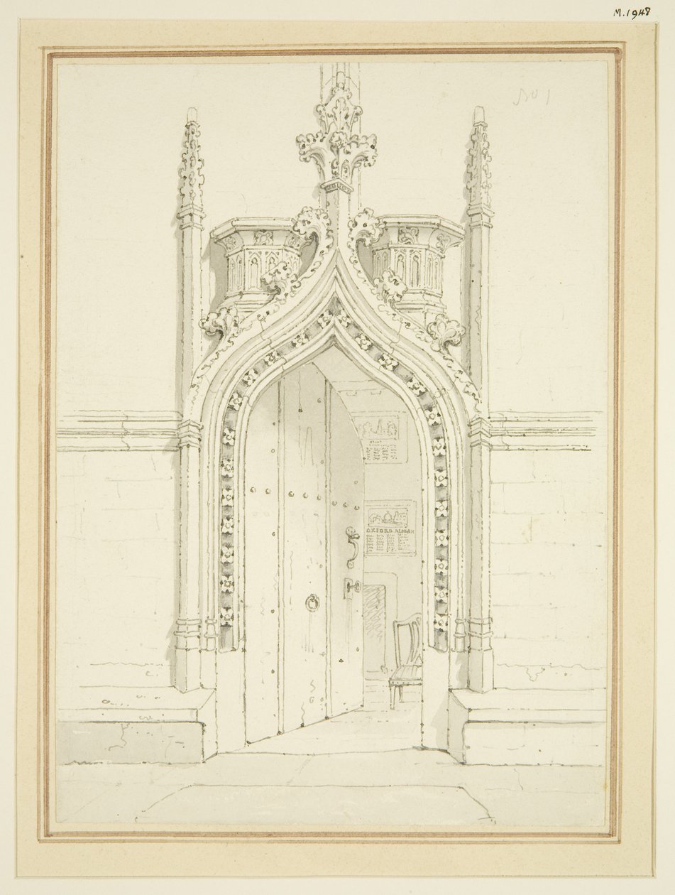 Doorway of Vestry Room of St Mary Redcliffe, c.1812 (pencil & watercolor on paper) بواسطة جورج شيبرد