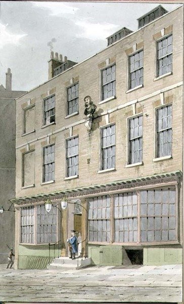 Grecian Coffee House، Devereaux Court، 1809 بواسطة جورج شيبرد