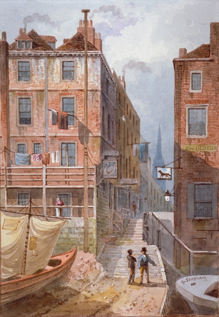 Hungerford Stairs، Westminster، London، c1815 بواسطة جورج شيبرد