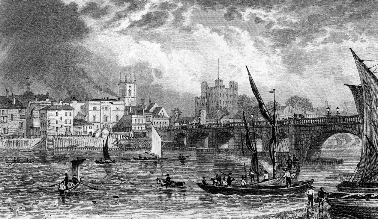 جسر روتشستر ، نقش H. Adlard ، c.1830 بواسطة جورج شيبرد