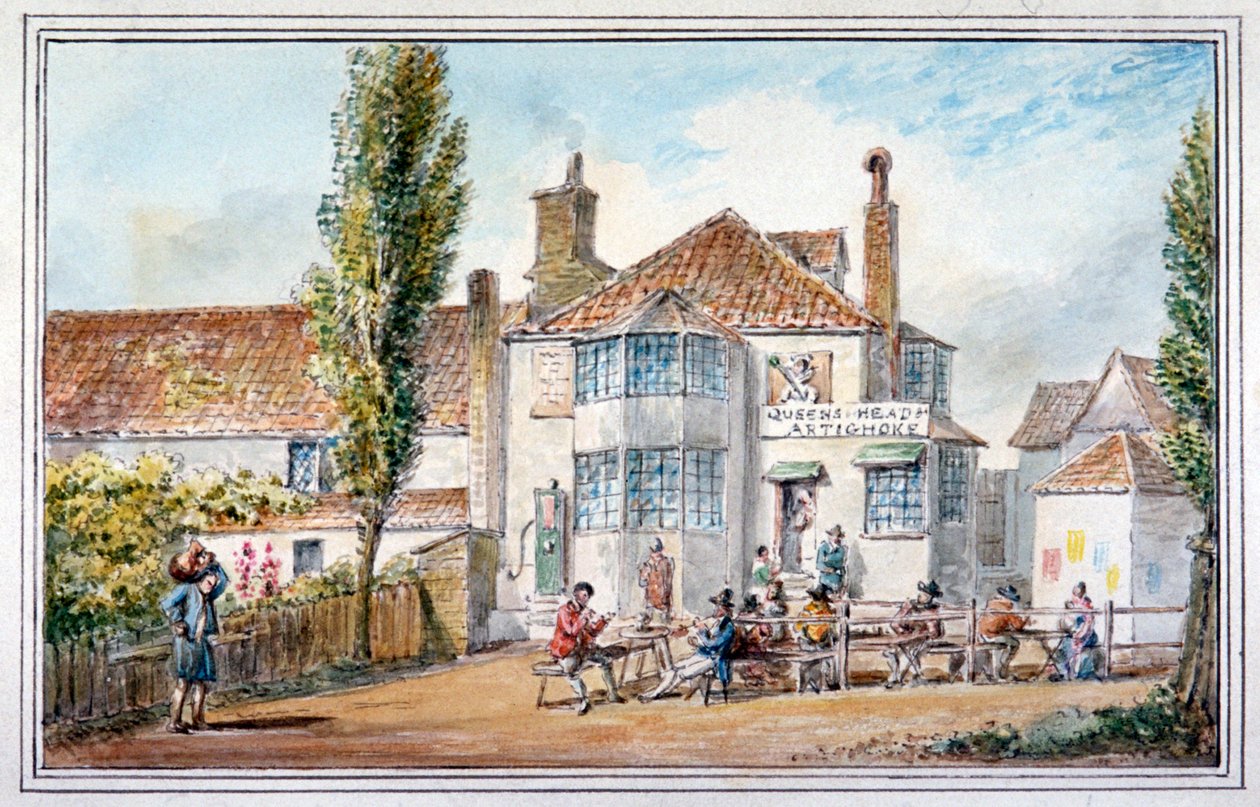 The Queen's Head and Artichoke Inn، Regents Park، London، c1810. بواسطة جورج شيبرد