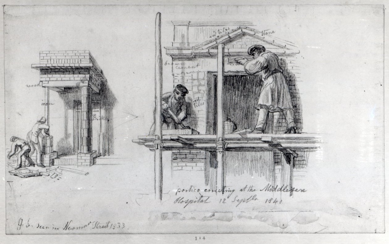 إقامة Porticos في شارع نيوهام ومستشفى ميدلسكس ، لندن ، 1833 و 1840 بواسطة جورج سنر شارب