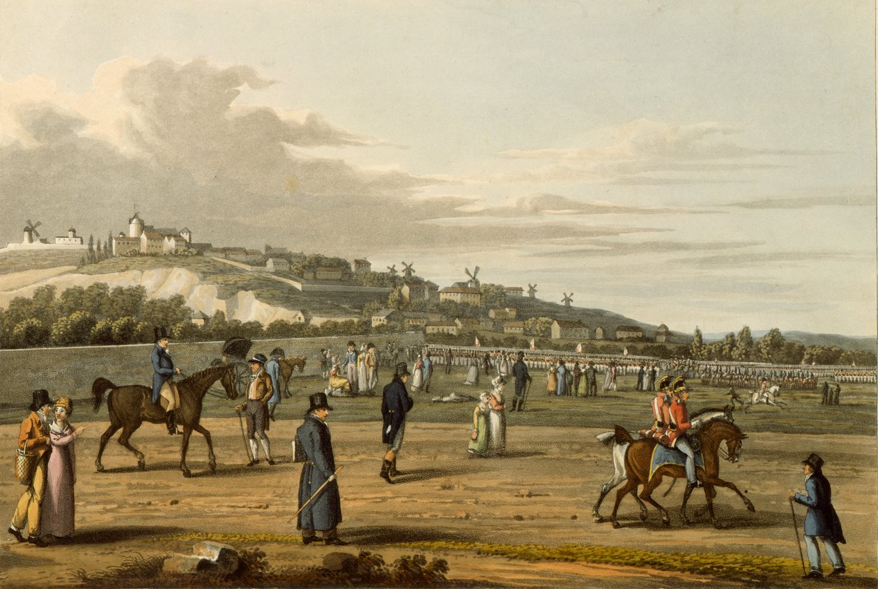 مراجعة القوات الإنجليزية في مونتمارتر بواسطة دوق ويلينجتون ، 21 أكتوبر 1815 ، نقشها م. دوبورج ، 1817 بواسطة جورج سنر بعد شارف