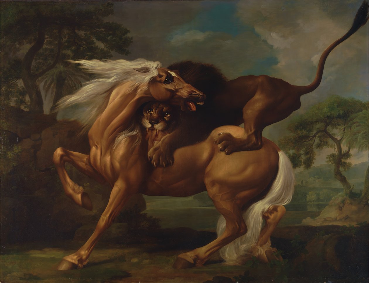 أسد يهاجم حصان 1762. بواسطة جورج ستابس