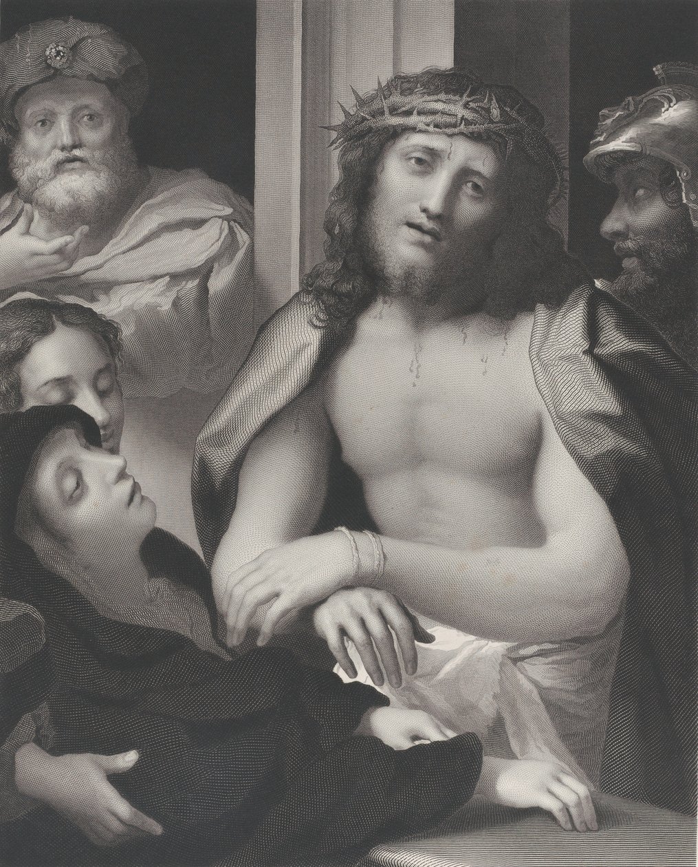 Ecce Homo ، وخلفه بيلاطس البنطي إلى اليسار ، والعذراء تغشي على اليسار السفلي ، و ... ، 1850. بواسطة جورج توماس دو