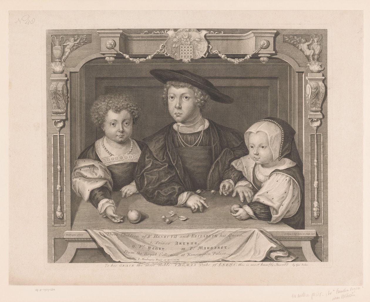 Portret van Dorothea، Johan en Christina van Denemarken ثلاثة أبناء ك. هنري السابع وإليزابيث ملكته. الأمير آرثر الثاني. العلاقات العامة. هنري الثالث. ملاحظة. مارجريت (العنوان على الكائن) Portretten van de Tudors (عنوان المسلسل) صور تاريخية (سلسلة بواسطة جورج فيرتو