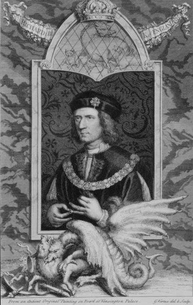 ريتشارد الثالث (1452-85) ملك إنجلترا من عام 1483 ، بعد صورة في قصر كنسينغتون ، نقشها الفنان (نقش) بواسطة جورج فيرتو
