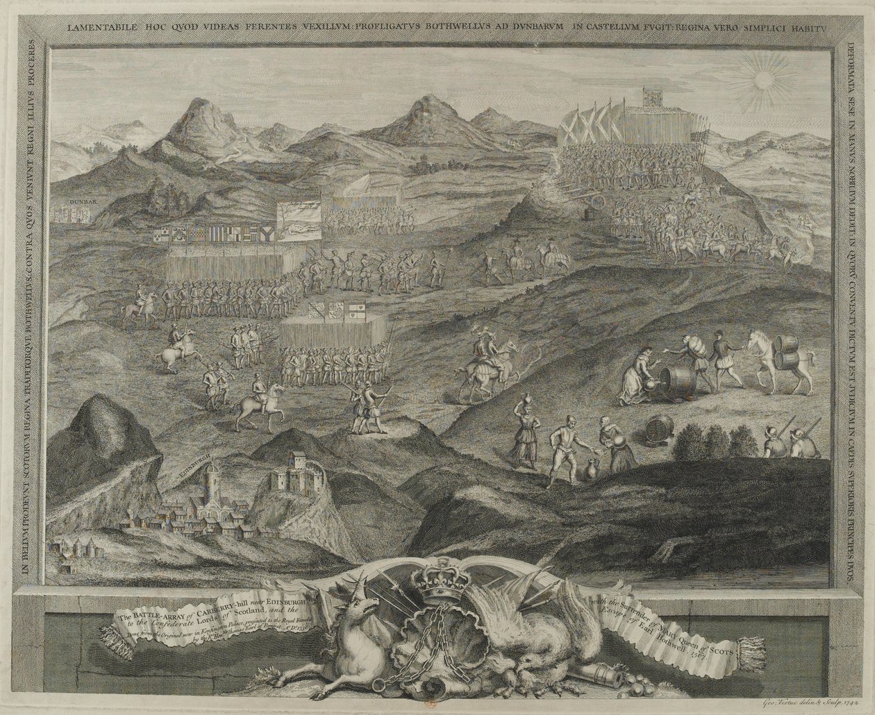 The Battle Array of Carberry Hill بالقرب من إدنبرة في عام 1567 ، c.1738 بواسطة جورج فيرتو