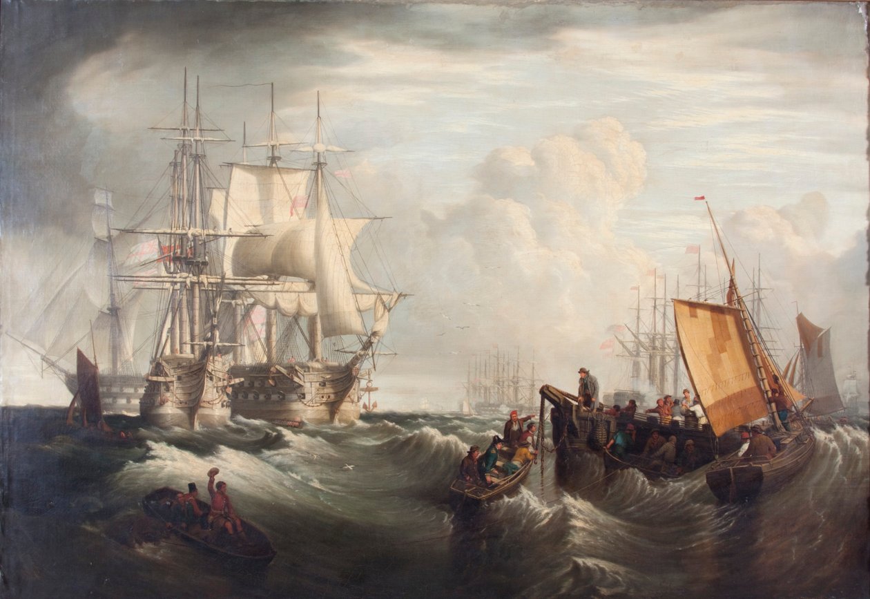 "الحصول على مرساة في Spithead" ، ١٨٥٩ بواسطة جورج ويليام موت