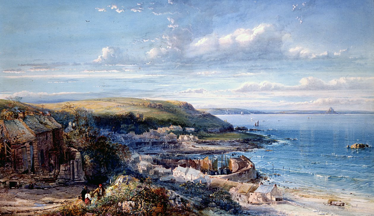 قرية جبل صيد للسمك (الثقب) 1860 (مرحاض ولون جسم على ورق) بواسطة جورج وولف
