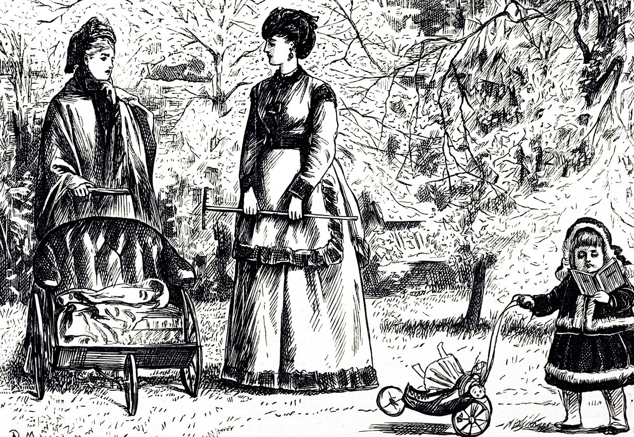 رسم كاريكاتوري بعنوان "ميراث أم تصوري؟". رسمه جورج دو مورييه (1834-1896) رسام كاريكاتير ومؤلف فرنسي بريطاني بواسطة جورج دو مورير