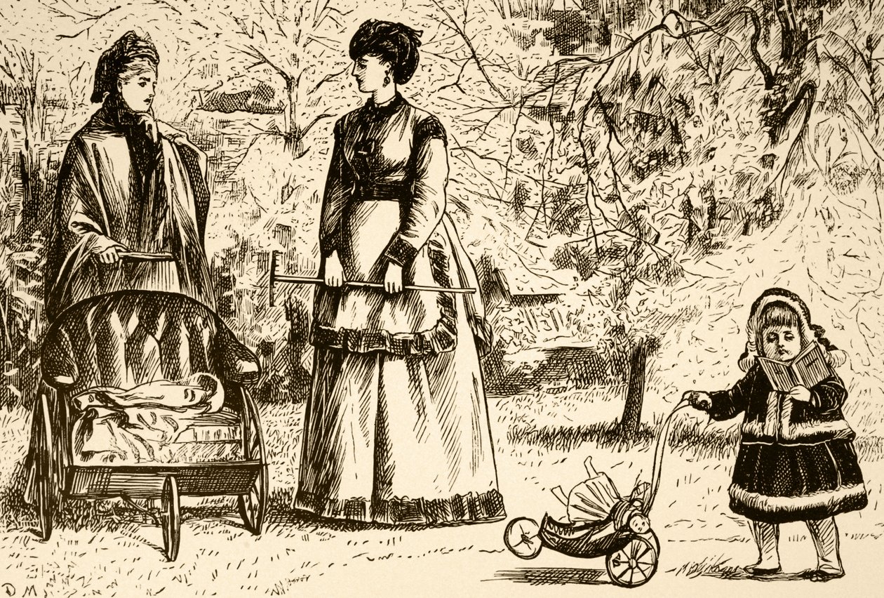 رسم كاريكاتوري بعنوان "ميراث أم تصوري؟". رسمه جورج دو مورييه (1834-1896) رسام كاريكاتير ومؤلف فرنسي بريطاني بواسطة جورج دو مورير