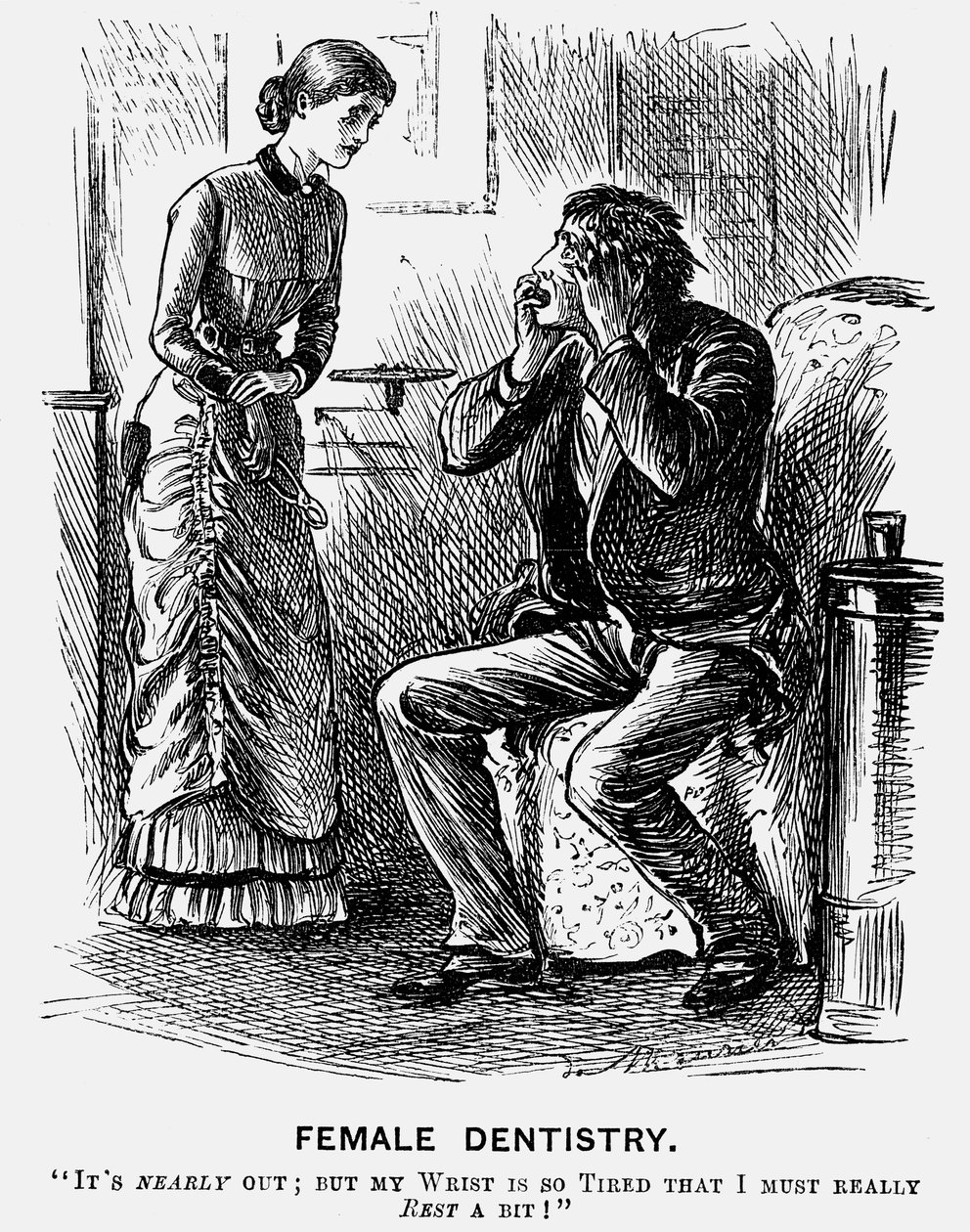 "طب الأسنان الأنثوي" ، 1879 بواسطة جورج دو مورير