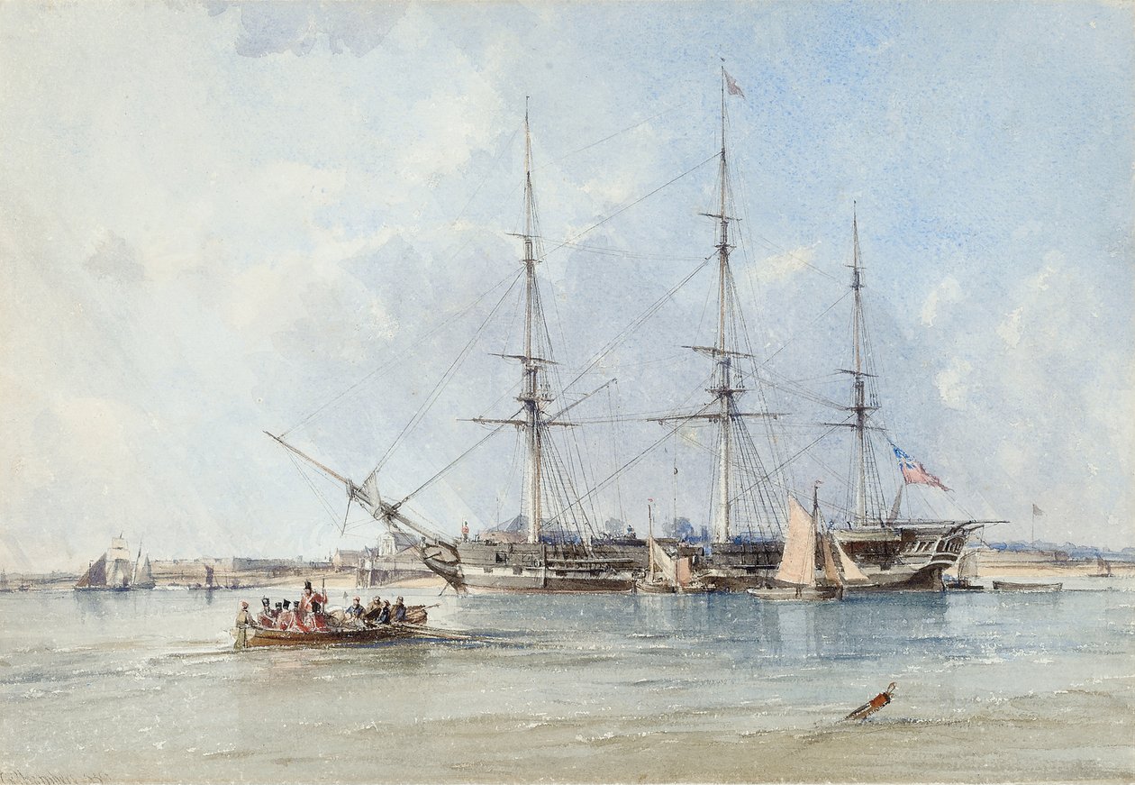 فرقاطة Blackwall Seringapatam عند المرسى قبالة حصن Tilbury بواسطة غرف جورج الأكبر